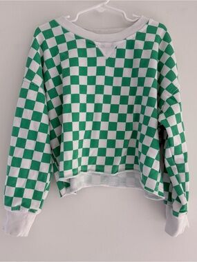 Checkered flowy crewneck